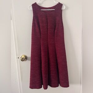 Lane Bryant Burgundy A-Line Midi Dress Crewneck 10/12